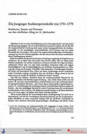 Die Junginger Audienzprotokolle von 1751-1775. Strukturen, Szenen und Personen aus dem dörflichen Alltag im 18. Jahrhundert.