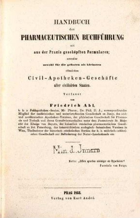 Handbuch der pharmaceutischen Buchführung