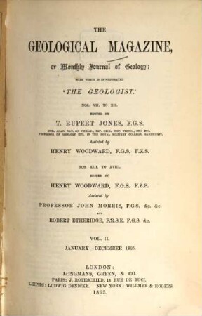 The geological magazine or monthly journal of geology. 2 = No. 7 - 18. 1865