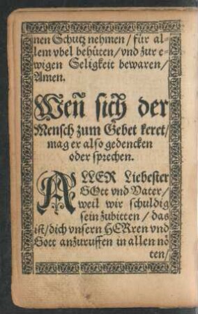 Wenn sich der Mensch zum Gebet keret/ mag er also gedencken oder sprechen.