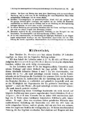 Die Frage der staatsbürgerlichen Erziehung und die Belehrungen in der Bürgerkunde an den höheren Knabenschulen : [Mitbericht]