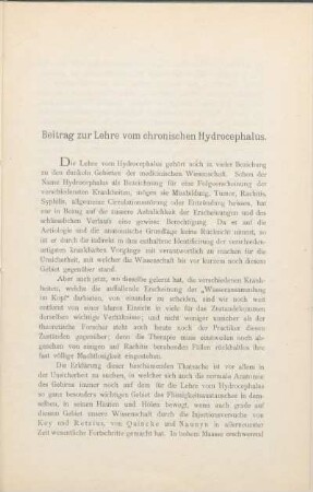 Beitrag zur Lehre vom chronischen Hydrocephalus.
