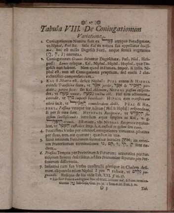 Tabula VIII. De Coniugationum Variatione
