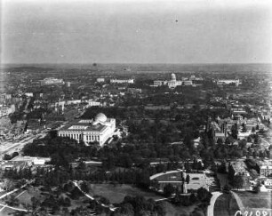 Luftbildaufnahme Washingtons : Blick auf Washington berühmte Gebäude: Nationalmuseum, Capitol und Bibliothek.