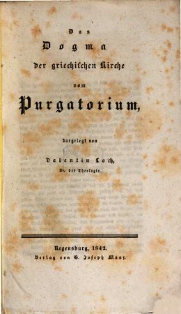 Das Dogma der griechischen Kirche vom Purgatorium