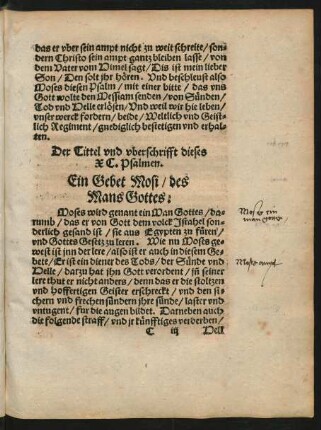 Der Tittel und uberschrifft dieses XC. Psalmen.