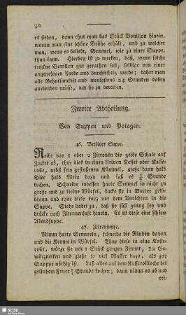 Zweite Abtheilung. Von Suppen und Patagen
