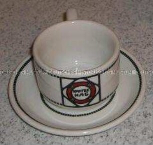 Tasse mit Untertasse "KAFFEE HAG", Porzellan