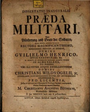 Diss. inaug. de praeda militari ...