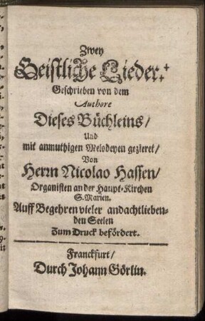 Zwey Geistliche Lieder