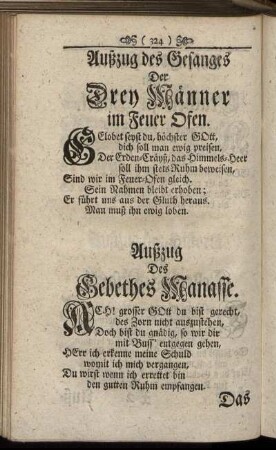 Außzug Des Gesanges Der Drey Männer im Feuer Ofen