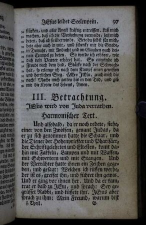 III. Betrachtung. Jesus wird von Juda verrathen.