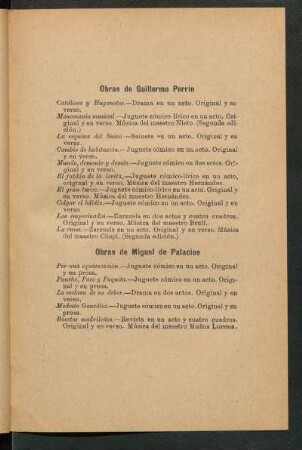 Obras de Miguel de Palacios