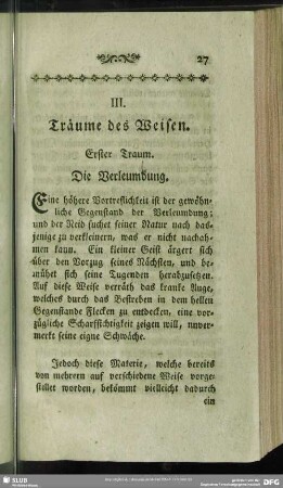 III. Träume des Weisen