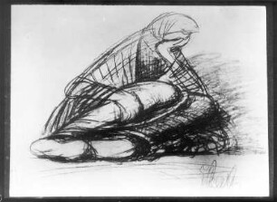 Sitzende Frau : Sitzende Frau. Kohlezeichnung; 44 x 57,5 cm (1907; E. Barlach). Güstrow, Heidberg 15. Atelier des Bildhauers