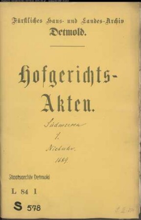 Südmersen, Johanns zu Erben gegen Niebuhr zu Hardissen - Schuldforderung