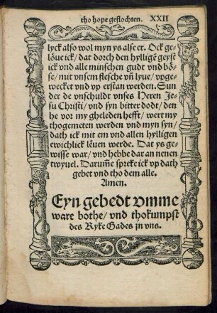 Eyn gebedt umme ware bothe/ und thokumpst des Ryke Gades in uns.
