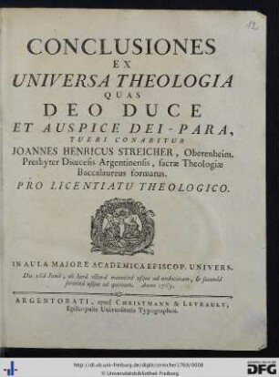 Conclusiones Ex Universa Theologia