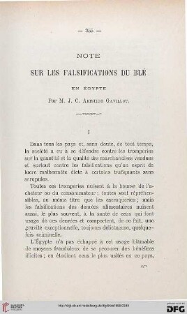 2.Ser. 10.1889: Note sur les falsifications du blé en Égypte
