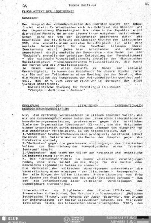 Erklärung der Litauischen Internationalen Koordinierungsassoziation