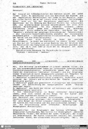 Erklärung der Litauischen Internationalen Koordinierungsassoziation