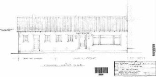 Metzingen: Umbau Empfangsgebäude und Anbau einer Bahnhofswirtschaft, Strassen-Ansicht Empfangsgeb.