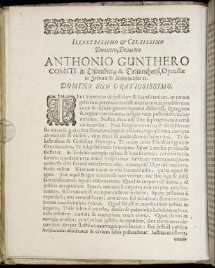 Illustrissimo & Celsissimo Domino Anthonio Gunthero Comiti in Oldenburg & Delmenhorst [...]