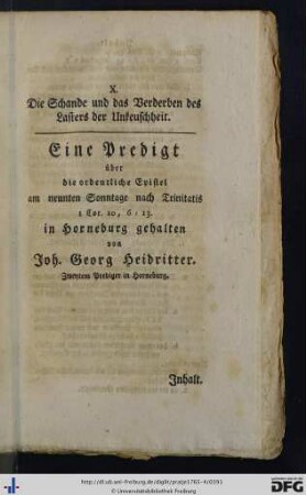 X. Die Schande und das Verderben des Lasters der Unkeuschheit.