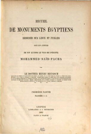Recueil de monuments égyptiens : dessinés sur lieux, 1. Planches I - L