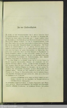 An das Rathscollegium