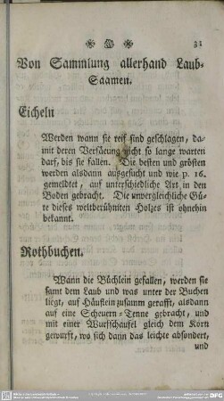 Von Sammlung allerhand Laub-Saamen