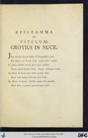 Epigramma In Titulum: Grotius In Nuce.