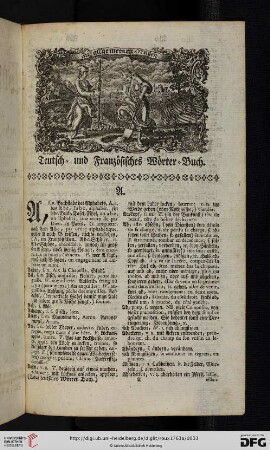 Teutsch = und Franzoesisches Woerter = Buch