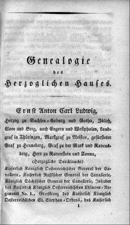Genealogie des Herzoglichen Hauses