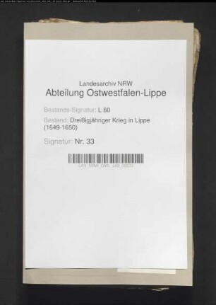 Kriegsschädensverzeichnisse für die Lippe-Brakischen Ämter