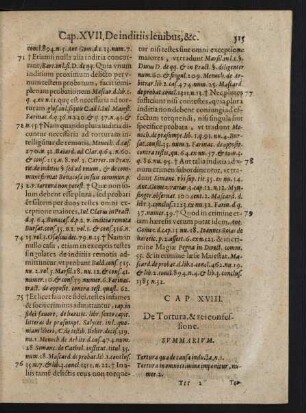 Cap XVIII. De Tortura, & rei confessione