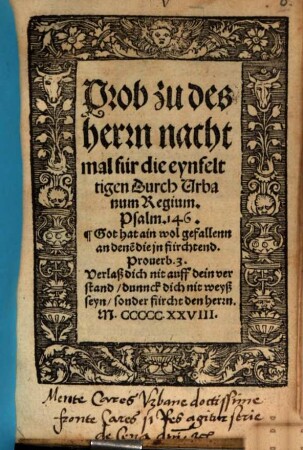 Prob zu des Herrn nachtmal für die eynfelttigen