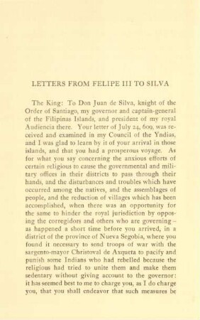 Letters from Felipe III to Silva