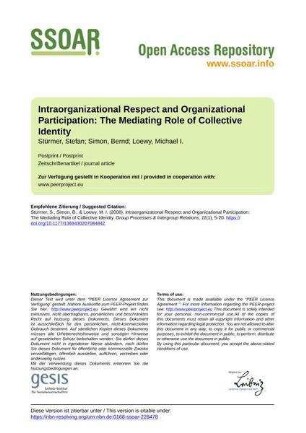 Intraorganizational Respect and Organizational Participation: The Mediating Role of Collective Identity