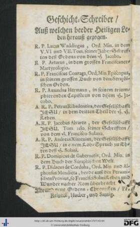 Geschicht-Schreiber, Auß welchen beeder Heiligen Leben herauß gezogen.