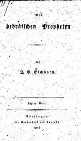 In: Die hebräischen Propheten ; Band 1