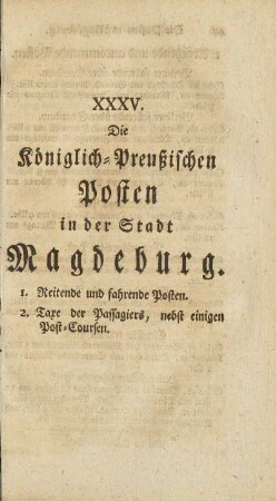 XXXV. Die Königlich-Preußischen Posten in der Stadt Magdeburg.