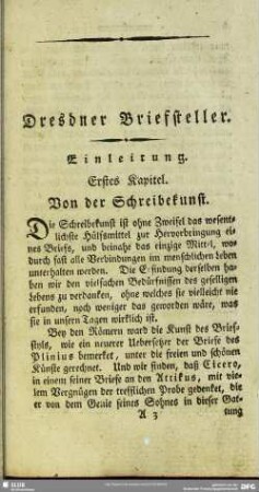 Erstes Kapitel. Von der Schreibekunst