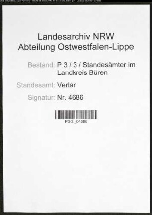 Sterberegister Standesamt Verlar