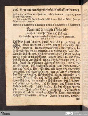 Neun und dreyßigste Gespräch, am fünfften Sonntag nach Trinitatis.