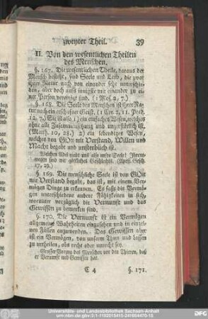 II. Von den wesentlichen Theilen des Menschen.