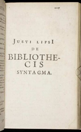 De Bibliothecis Syntagma.