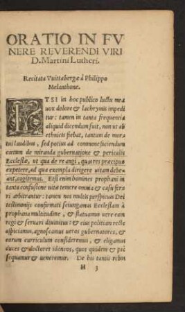 Oratio In Funere Reverendi Viri D. Martini Lutheri.