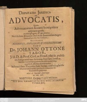 Disputatio Iuridica De Advocatis