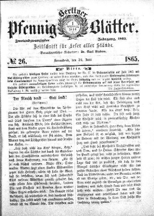 No. 26, Sonnabend, den 24. Juni